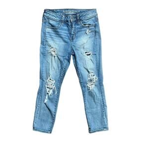 American Eagle Womens Size 4 Hi Rise Distressed Jegging Crop